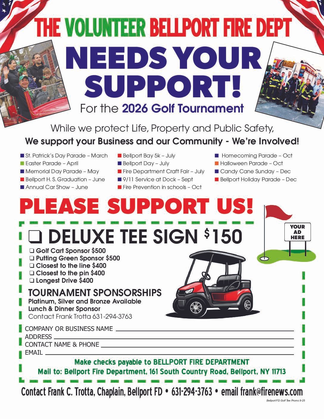 Support the 2026 Bellport Fire Department Golf Tournament